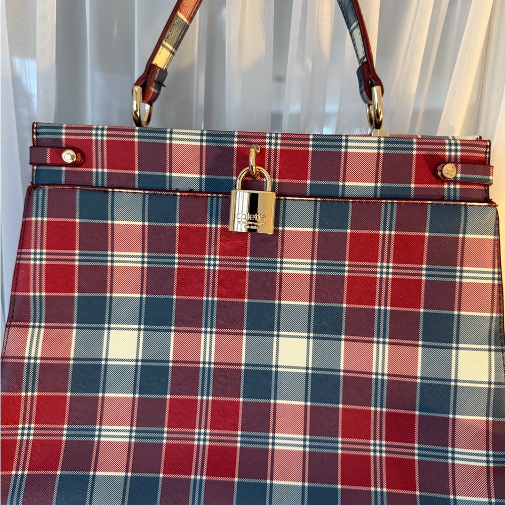 Elegant Plaid Shoulder Bag with Lock